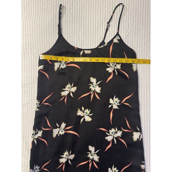 J. Crew Black Floral Tank Dress Side Slit Adjustable Straps Midi Whimsy Goth - Picture 3 of 6